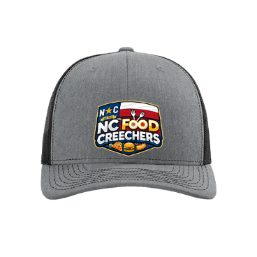 Gray cap with NC Food Creechers logo on a white background