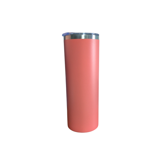 Custom Lazer Engraved "20oz Stainless Steel Skinny Tumblers Bulk Straight Double Wall Powder Coated Insulated Tumbler with Lid and Straw"