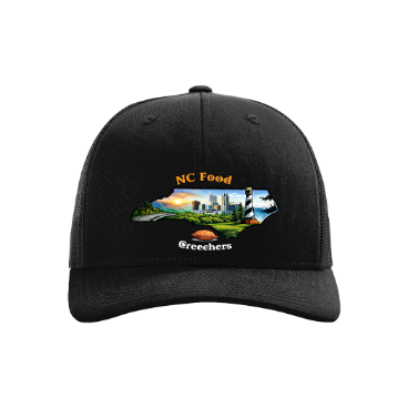 Black cap with a colorful graphic and text on a white background