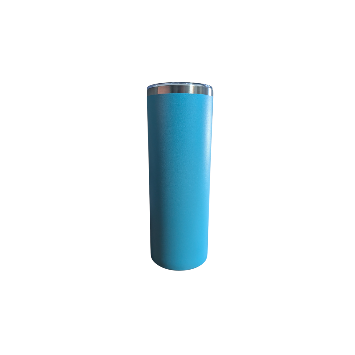 Blue tumbler with a silver lid 