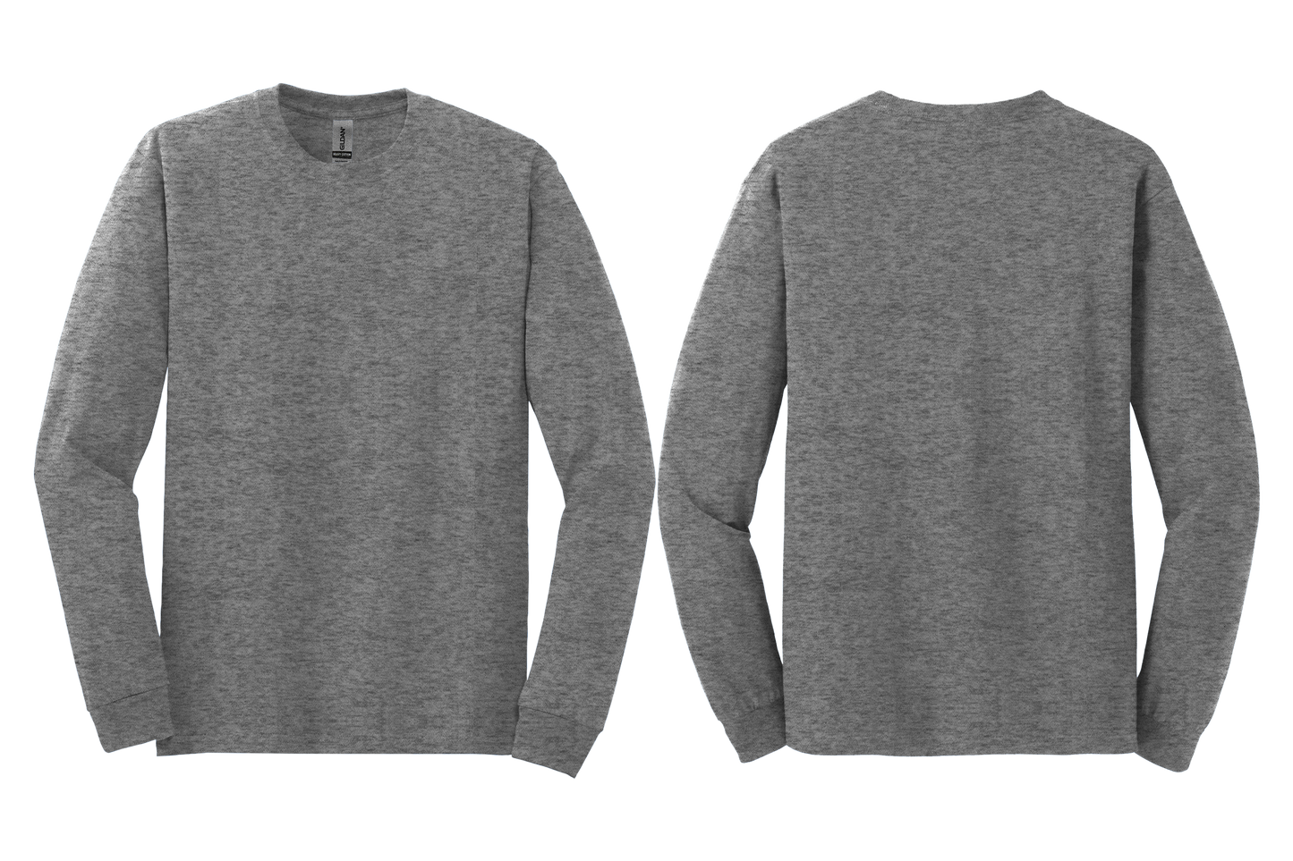 Dark Gray long-sleeve shirt shown from front and back on a transparent background