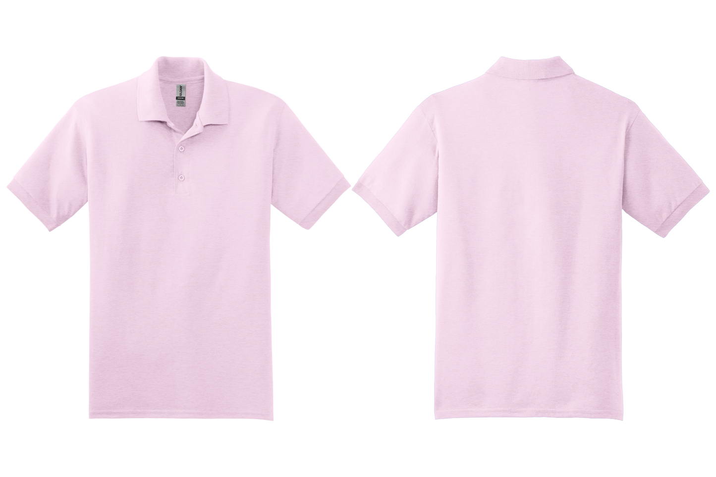 Light pink polo shirt shown from front and back on a white background